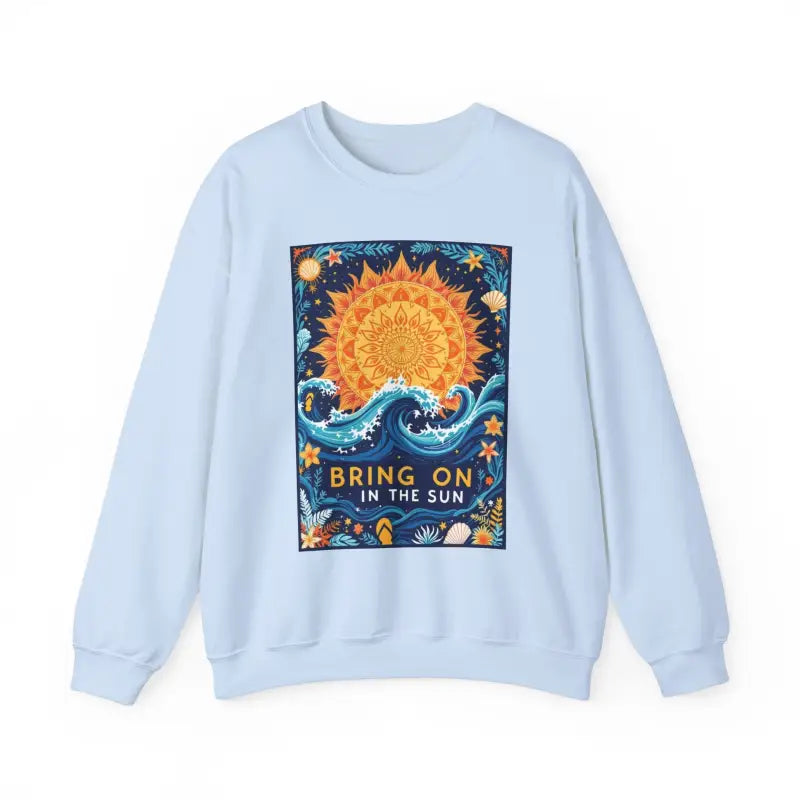 Sun And Wave Graphic Sweatshirts In Gray White And Navy Blue - Ocean State Styles