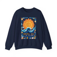 Sun And Wave Graphic Sweatshirts In Gray White And Navy Blue - Ocean State Styles