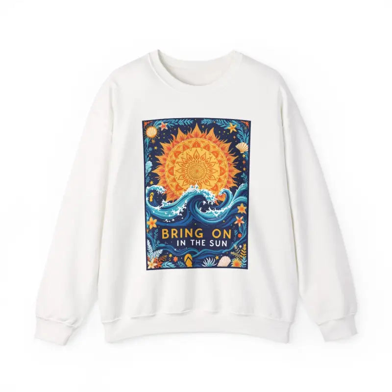 Sun And Wave Graphic Sweatshirts In Gray White And Navy Blue - Ocean State Styles