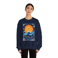 Sun And Wave Graphic Sweatshirts In Gray White And Navy Blue - Ocean State Styles