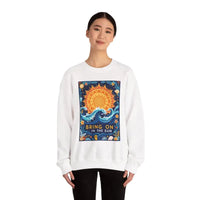 Sun And Wave Graphic Sweatshirts In Gray White And Navy Blue - Ocean State Styles