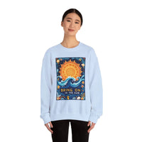 Sun And Wave Graphic Sweatshirts In Gray White And Navy Blue - Ocean State Styles