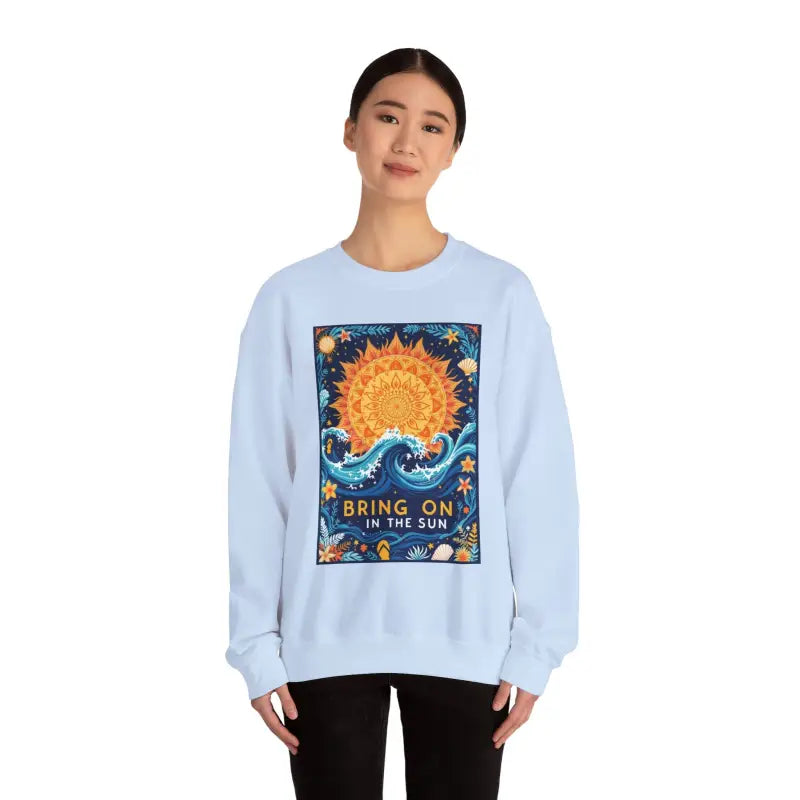Sun And Wave Graphic Sweatshirts In Gray White And Navy Blue - Ocean State Styles