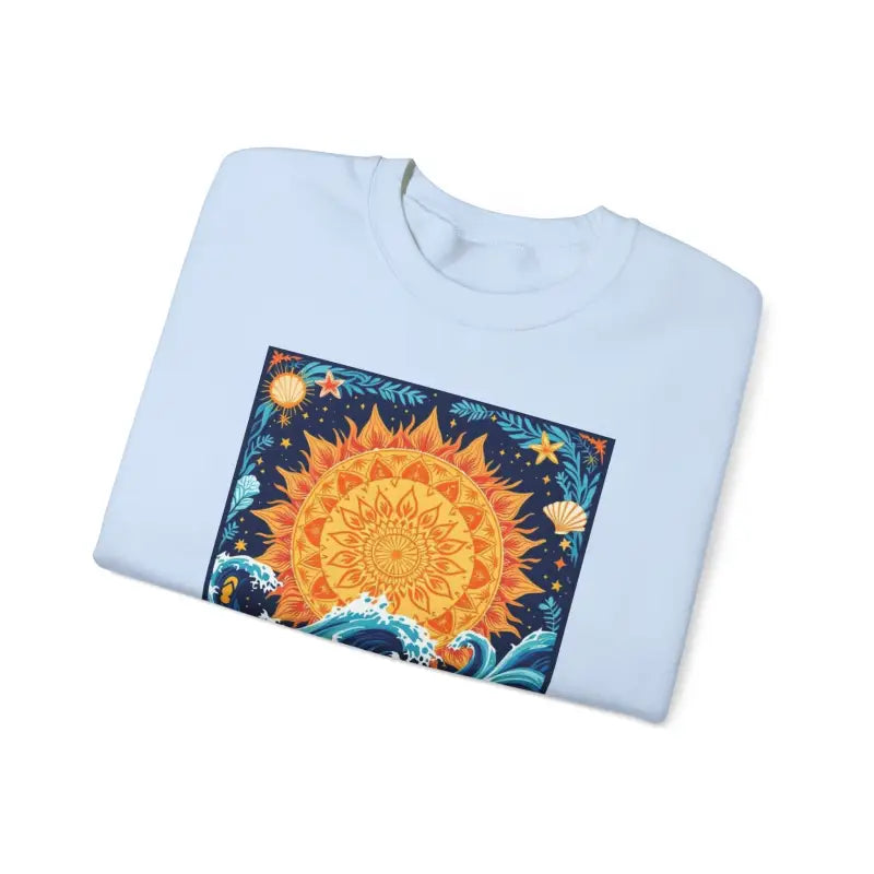 Sun And Wave Graphic Sweatshirts In Gray White And Navy Blue - Ocean State Styles