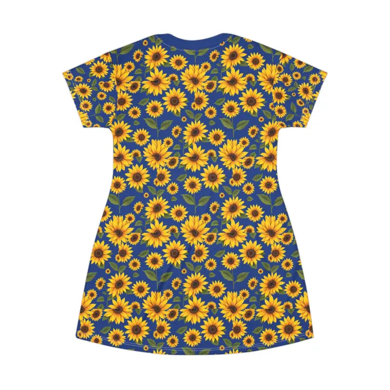 Sunflower Pattern Blue T Shirt Dress - Ocean State Styles