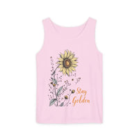 Stay Golden Sunflower Tank Tops in White Cream and Teal - Ocean State Styles