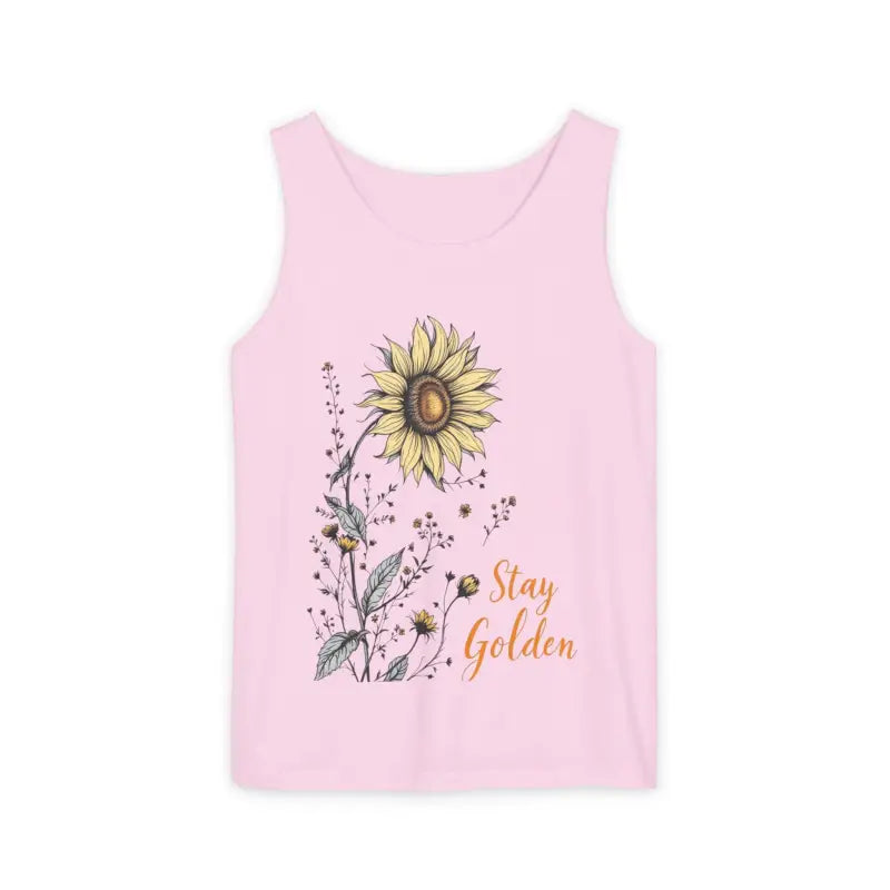 Pink tank top with sunflower design from Sunflower Tank Tops in White Cream and Teal