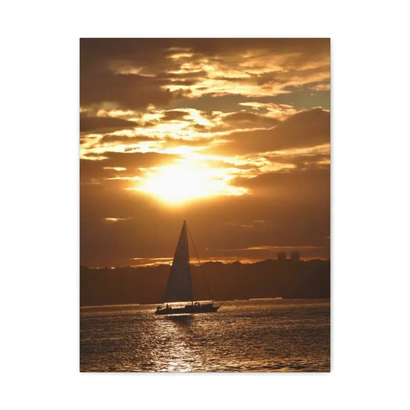 Sunset sailboat silhouette enhancing the beauty of tranquil evening waters