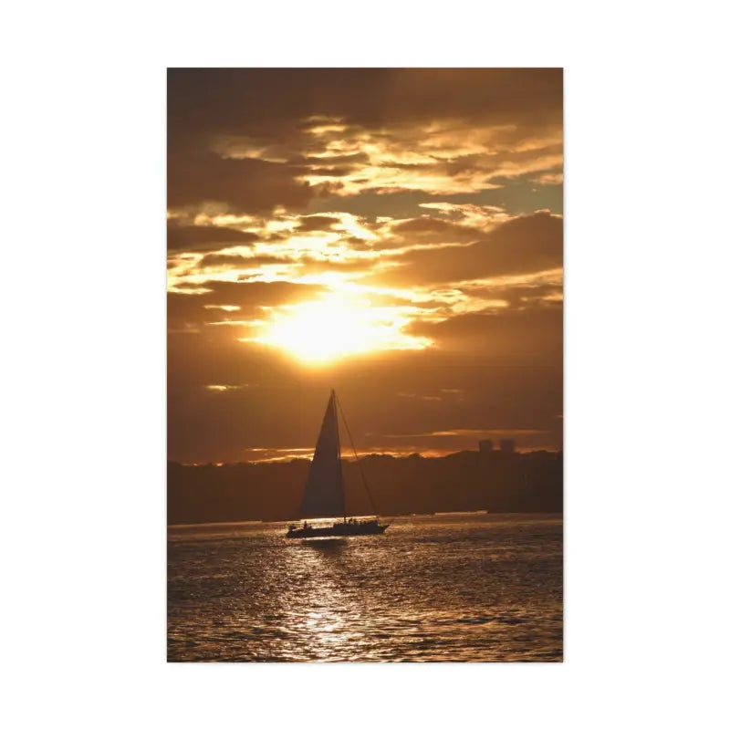 Sailboat at sunset creating a serene silhouette in the Sunset Sailboat Silhouette product