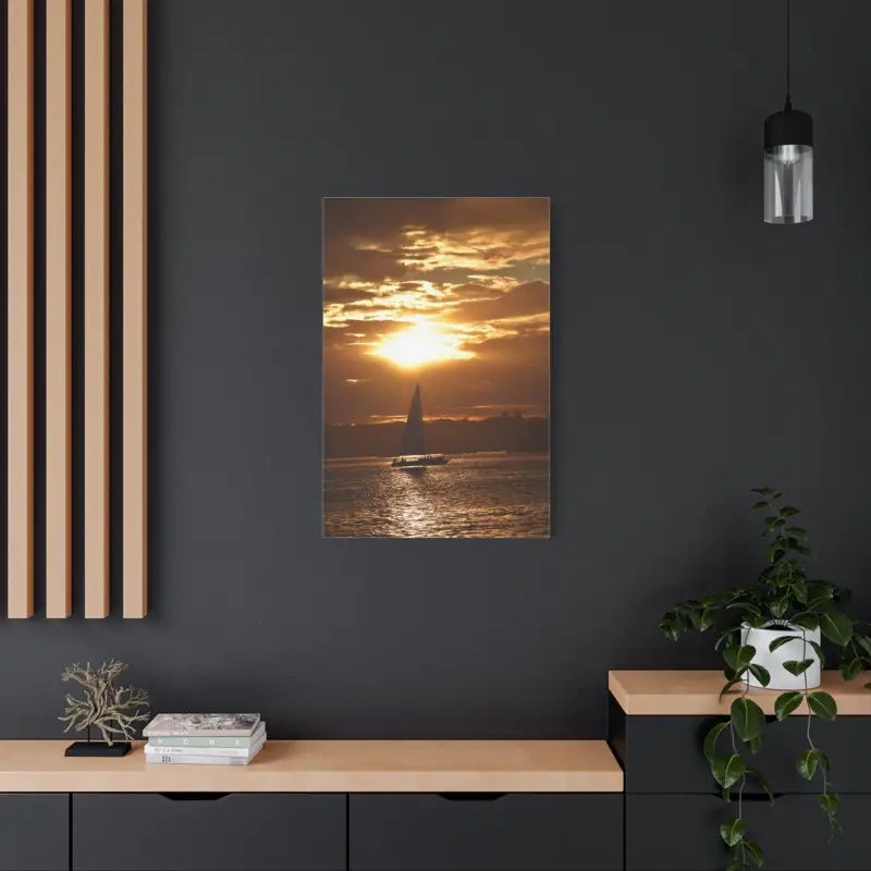 Sunset Sailboat Silhouette Canvas Art Print - Ocean State Styles