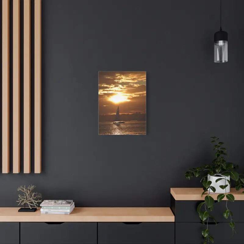 Sunset Sailboat Silhouette Canvas Art Print - Ocean State Styles