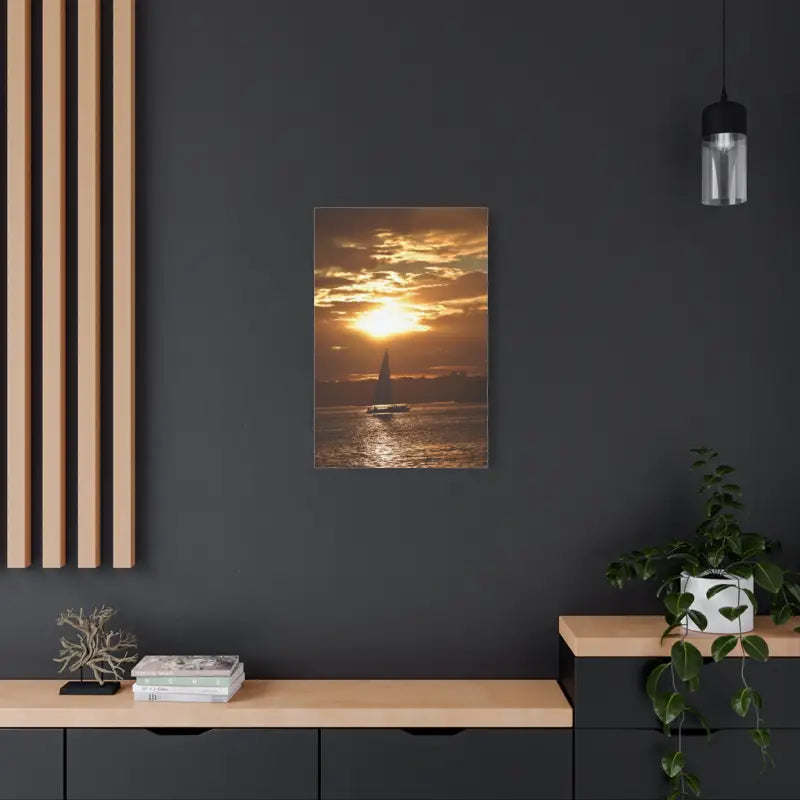 Sunset Sailboat Silhouette Canvas Art Print - Ocean State Styles