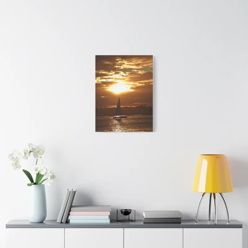 Sunset Sailboat Silhouette Canvas Art Print - Ocean State Styles