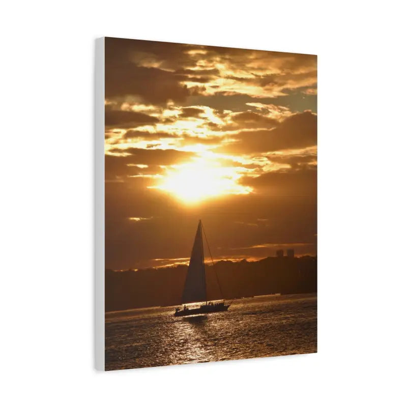 Sunset Sailboat Silhouette Canvas Art Print - Ocean State Styles