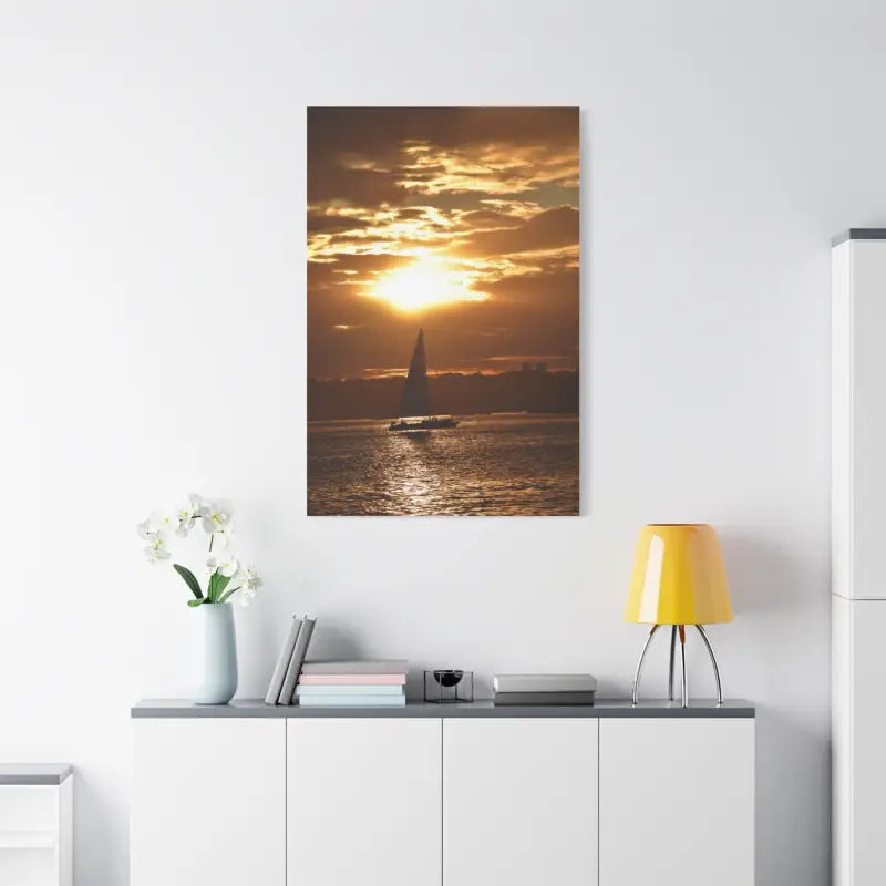 Sunset Sailboat Silhouette Canvas Art Print - Ocean State Styles