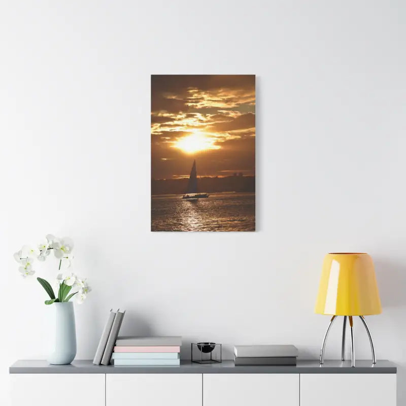 Sunset Sailboat Silhouette Canvas Art Print - Ocean State Styles