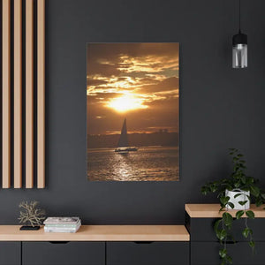 Sunset Sailboat Silhouette Canvas Art Print - Ocean State Styles