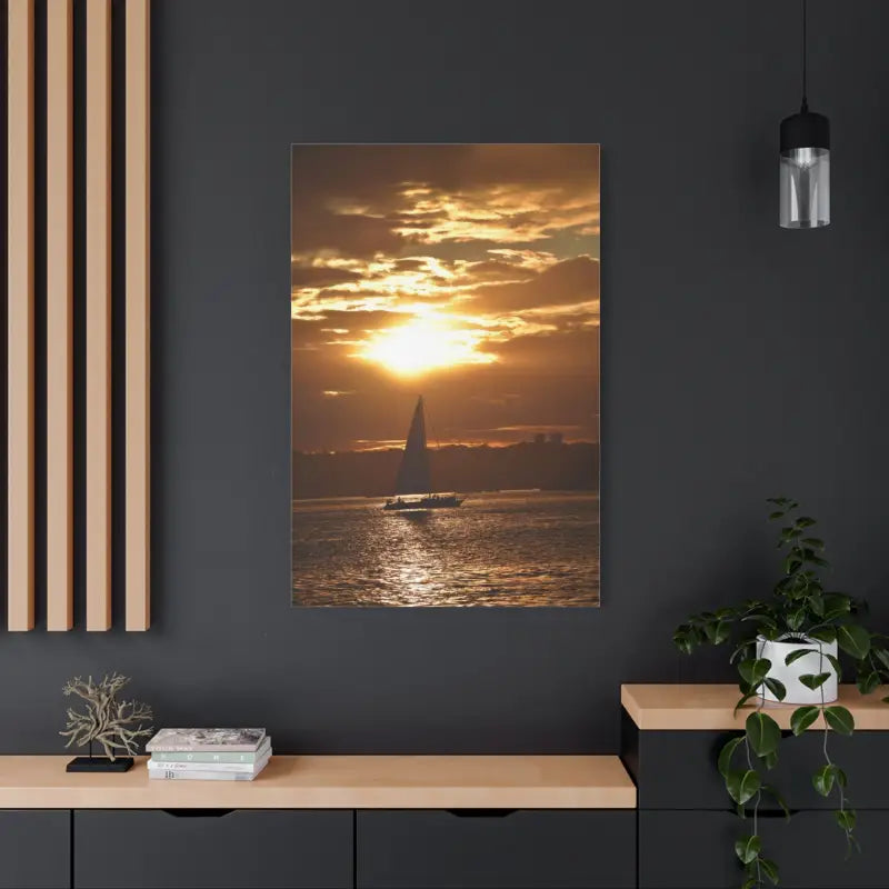 Sunset Sailboat Silhouette Canvas Art Print - Ocean State Styles