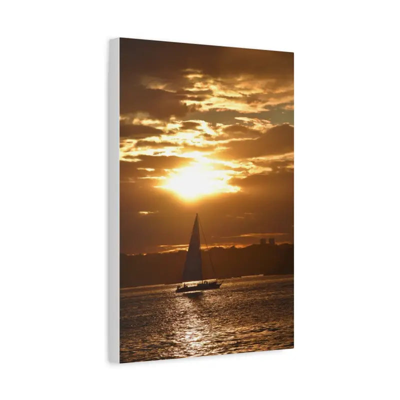 Sunset Sailboat Silhouette Canvas Art Print - Ocean State Styles
