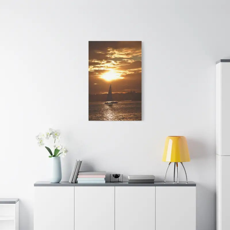 Sunset Sailboat Silhouette Canvas Art Print - Ocean State Styles