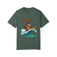 Surfing Reindeer T Shirt for Festive Holiday Fun Wear - Ocean State Styles