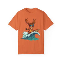 Surfing Reindeer T Shirt for Festive Holiday Fun Wear - Ocean State Styles