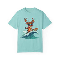 Surfing Reindeer T Shirt for Festive Holiday Fun Wear - Ocean State Styles