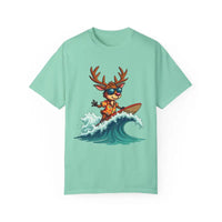 Surfing Reindeer T Shirt for Festive Holiday Fun Wear - Ocean State Styles