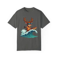 Surfing Reindeer T Shirt for Festive Holiday Fun Wear - Ocean State Styles
