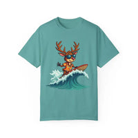 Surfing Reindeer T Shirt for Festive Holiday Fun Wear - Ocean State Styles