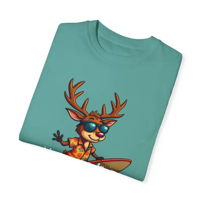 Surfing Reindeer T Shirt for Festive Holiday Fun Wear - Ocean State Styles