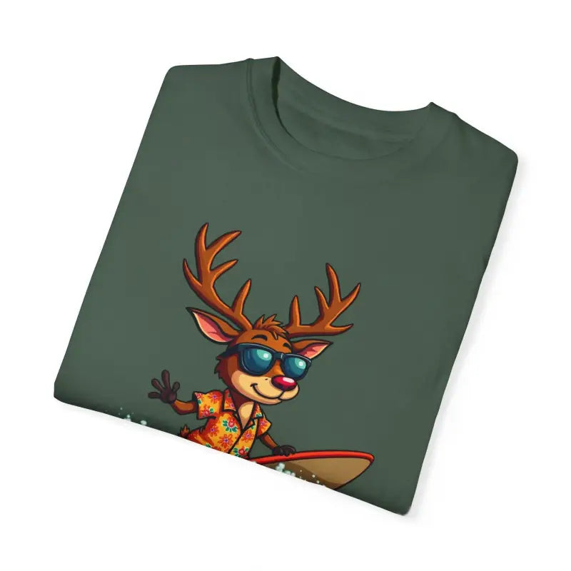 Surfing Reindeer T Shirt for Festive Holiday Fun Wear - Ocean State Styles