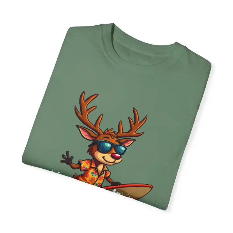 Surfing Reindeer T Shirt for Festive Holiday Fun Wear - Ocean State Styles