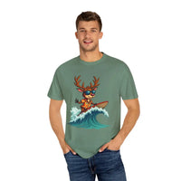 Surfing Reindeer T Shirt for Festive Holiday Fun Wear - Ocean State Styles