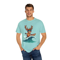 Surfing Reindeer T Shirt for Festive Holiday Fun Wear - Ocean State Styles