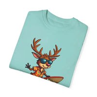 Surfing Reindeer T Shirt for Festive Holiday Fun Wear - Ocean State Styles
