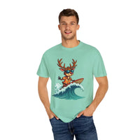 Surfing Reindeer T Shirt for Festive Holiday Fun Wear - Ocean State Styles