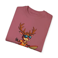 Surfing Reindeer T Shirt for Festive Holiday Fun Wear - Ocean State Styles