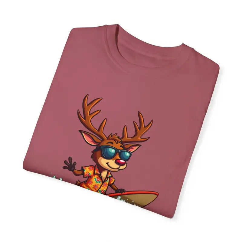 Surfing Reindeer T Shirt for Festive Holiday Fun Wear - Ocean State Styles