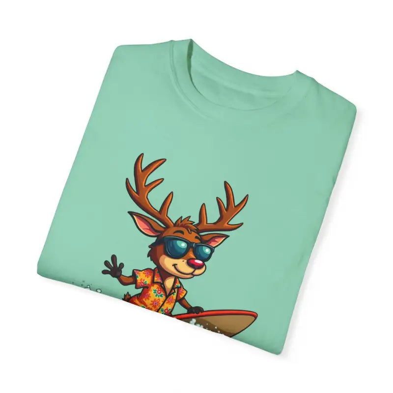 Surfing Reindeer T Shirt for Festive Holiday Fun Wear - Ocean State Styles