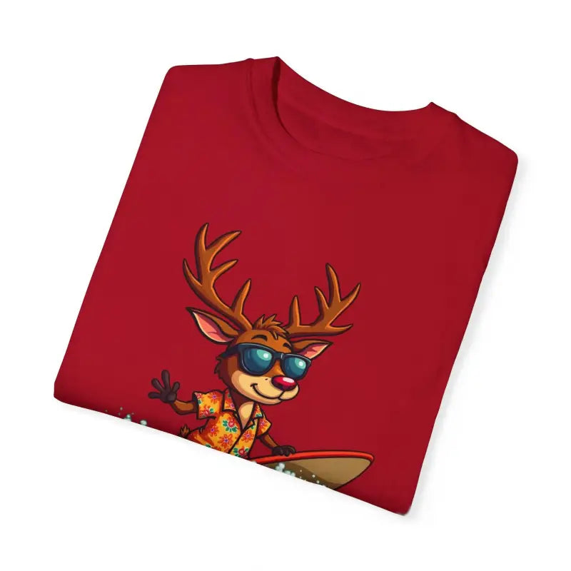 Surfing Reindeer T Shirt for Festive Holiday Fun Wear - Ocean State Styles