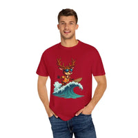 Surfing Reindeer T Shirt for Festive Holiday Fun Wear - Ocean State Styles