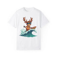 Surfing Reindeer T Shirt for Festive Holiday Fun Wear - Ocean State Styles