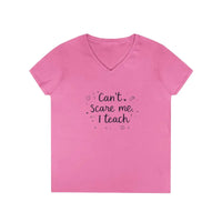 Funny Teacher V Neck T Shirt Can't Scare Me I Teach Colors - Ocean State Styles