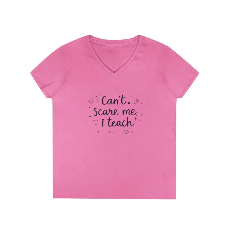 Funny Teacher V Neck T Shirt Can't Scare Me I Teach Colors - Ocean State Styles