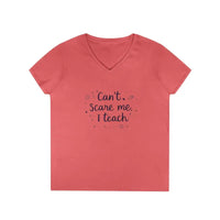 Funny Teacher V Neck T Shirt Can't Scare Me I Teach Colors - Ocean State Styles