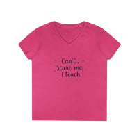Funny Teacher V Neck T Shirt Can't Scare Me I Teach Colors - Ocean State Styles