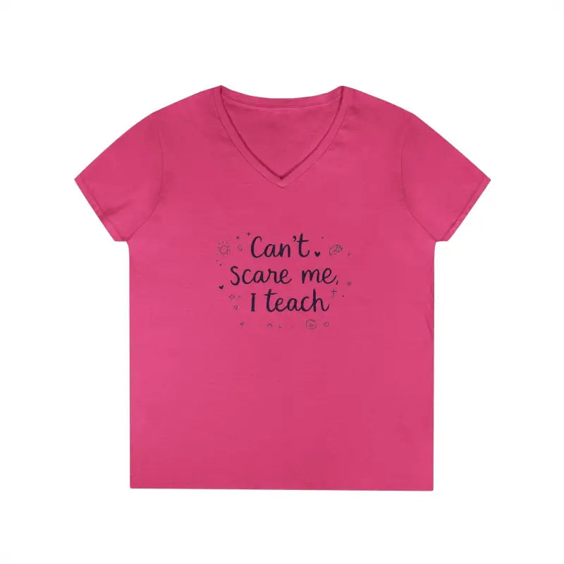Funny Teacher V Neck T Shirt Can't Scare Me I Teach Colors - Ocean State Styles