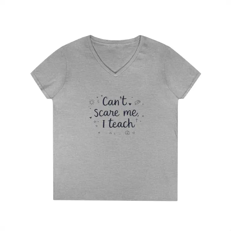 Funny Teacher V Neck T Shirt Can't Scare Me I Teach Colors - Ocean State Styles
