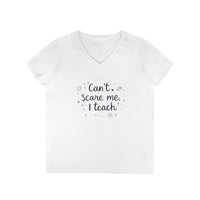 Funny Teacher V Neck T Shirt Can't Scare Me I Teach Colors - Ocean State Styles
